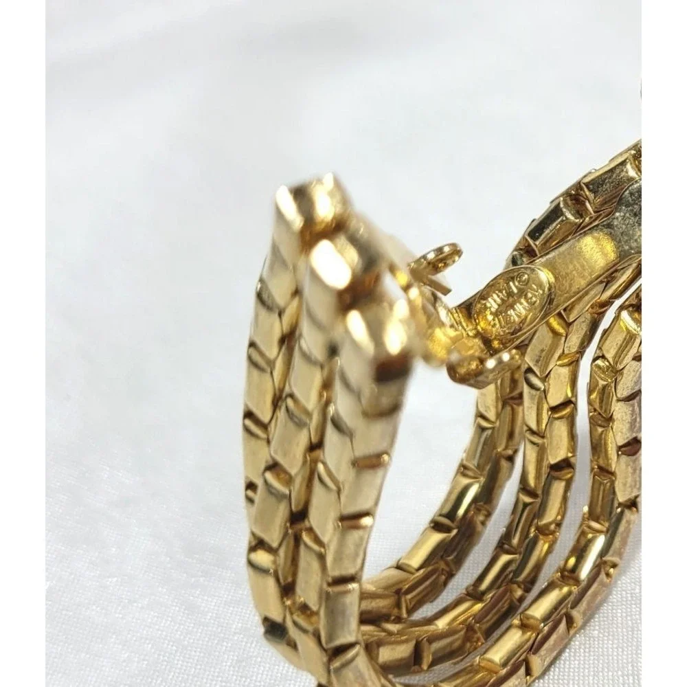 Kenneth Lane Gold Tone Triple Chain Clip-on Earrings - Picture 5 of 5